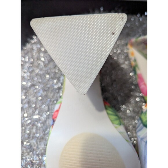 TORGEIS MULES WOMENS PARADISE TROPICAL FLORAL FLARE BUTTERFLY HEELS SZ 10 - Picture 15 of 16